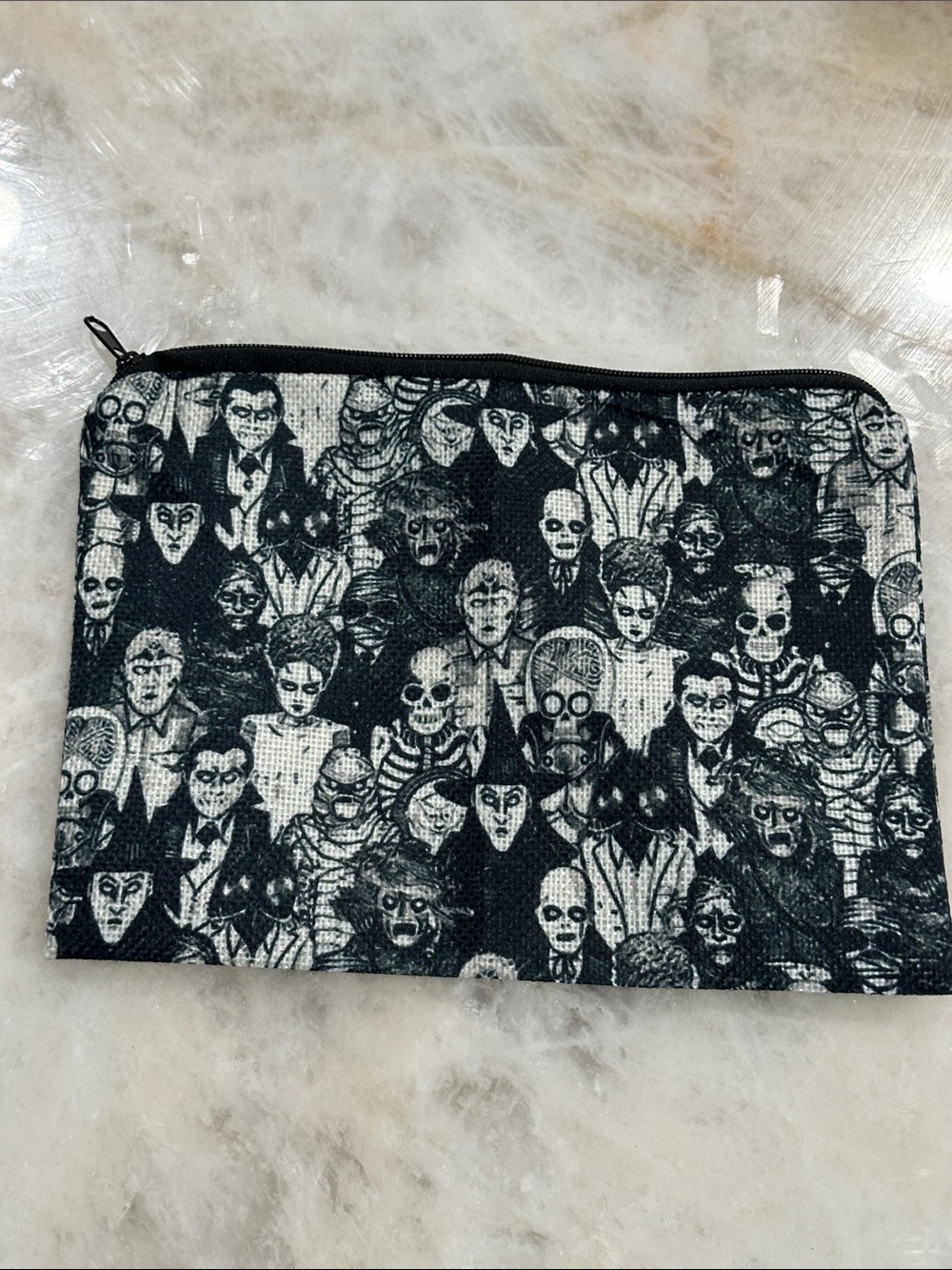 Black & White Horror Movie Character Zip Pouch